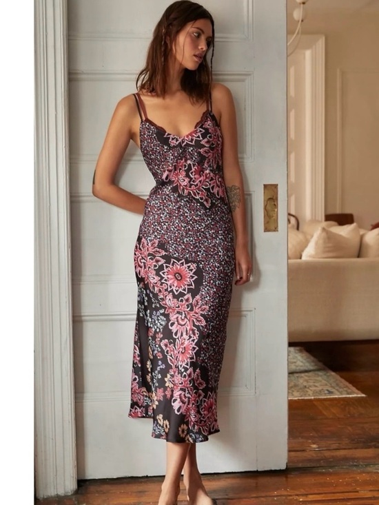 Free People Dresses & Skirts - Free People Your Better Side Midi Slip Dress in Black Floral Medium NWT 90s Y2K